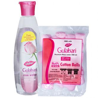 Dabur Gulabari Rose Water Cotton Balls Free 250ml Dee Big Mart